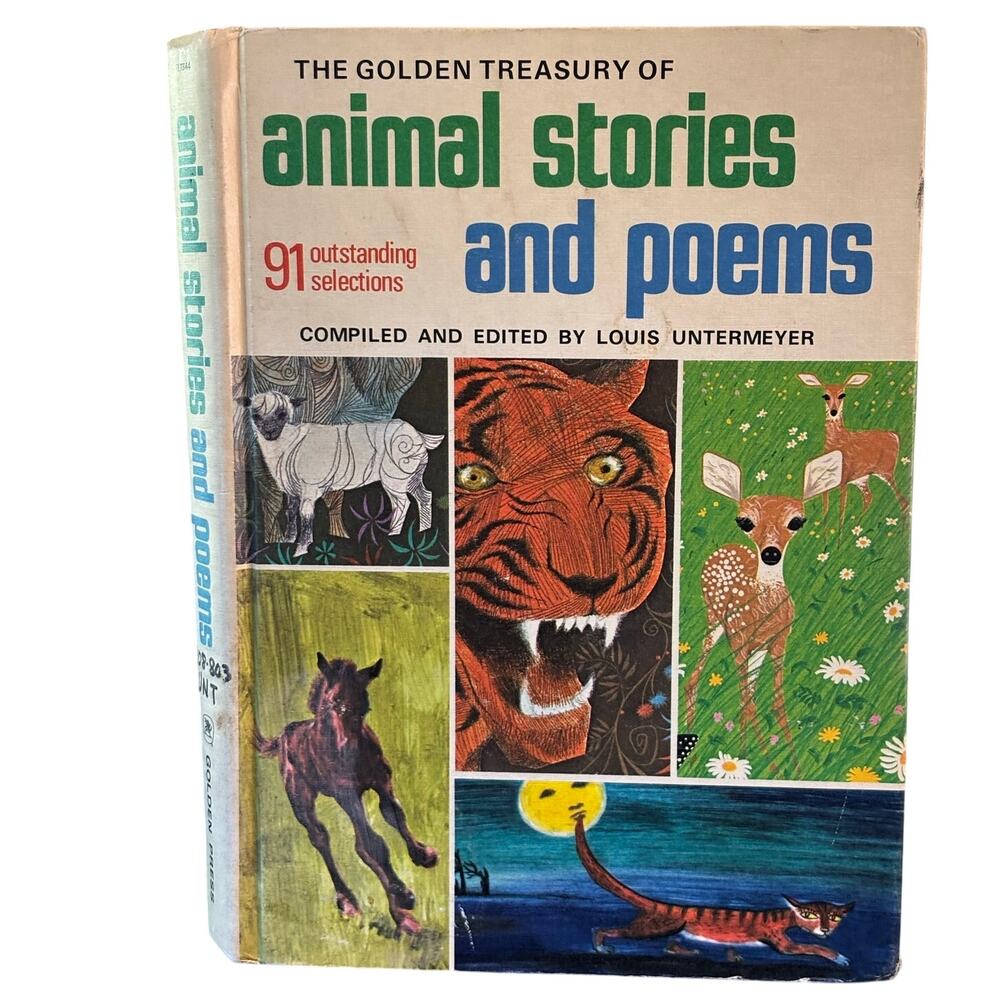 VTG 1971 Golden Treasury of Animal Stories & Poems by Louis Untermeyer, HC